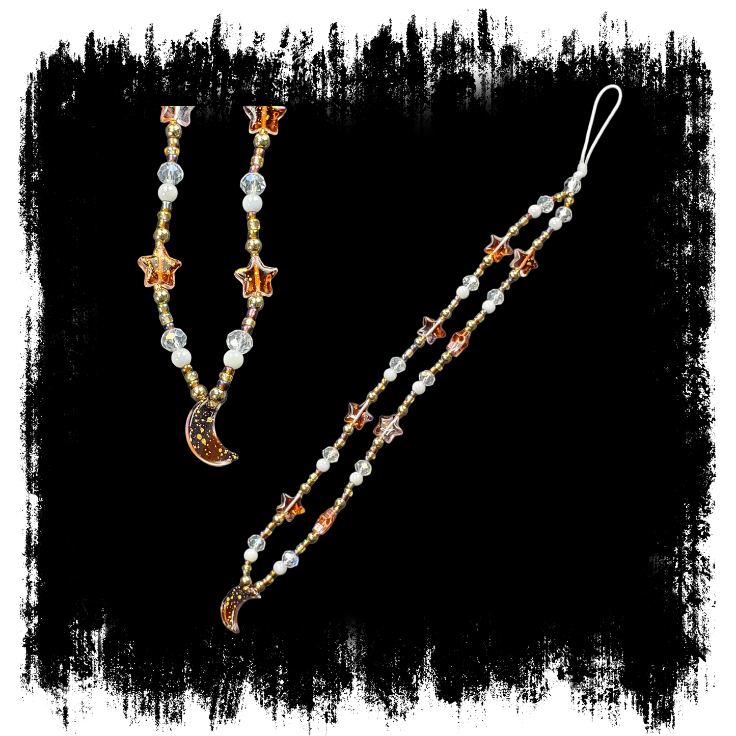 Golden Moon Phone Charm Strap