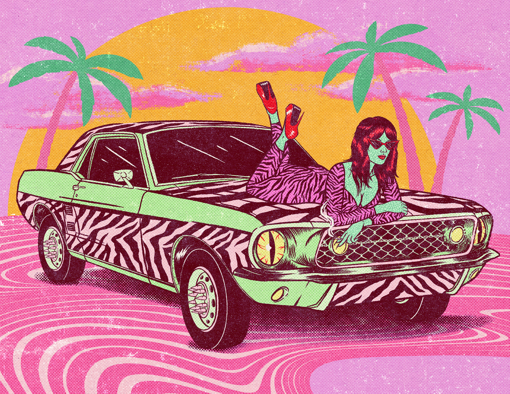 classy-creeps-creature-car-art-print